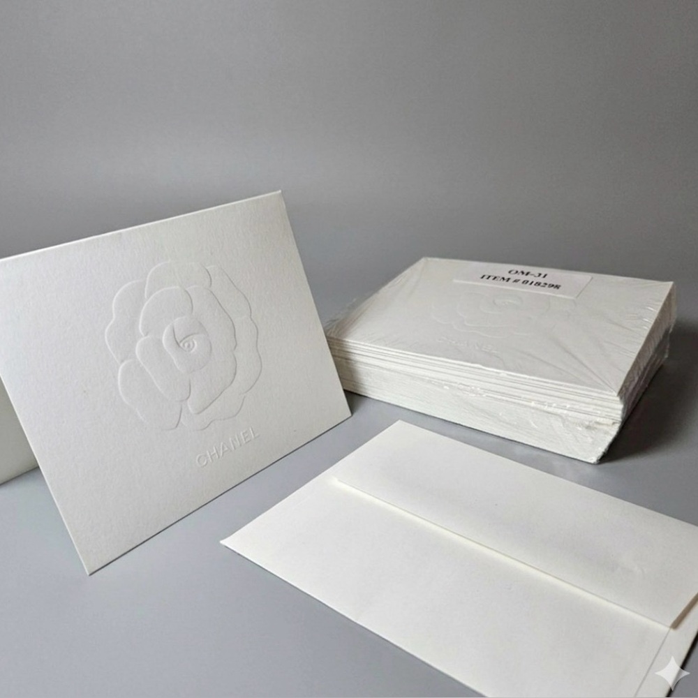 CHANEL White Embossed Camillia Card Set Sealed